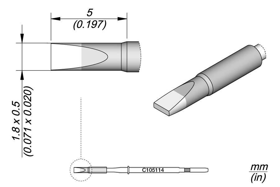 C105114 - Cartridge Chisel 1.8 x 0.5